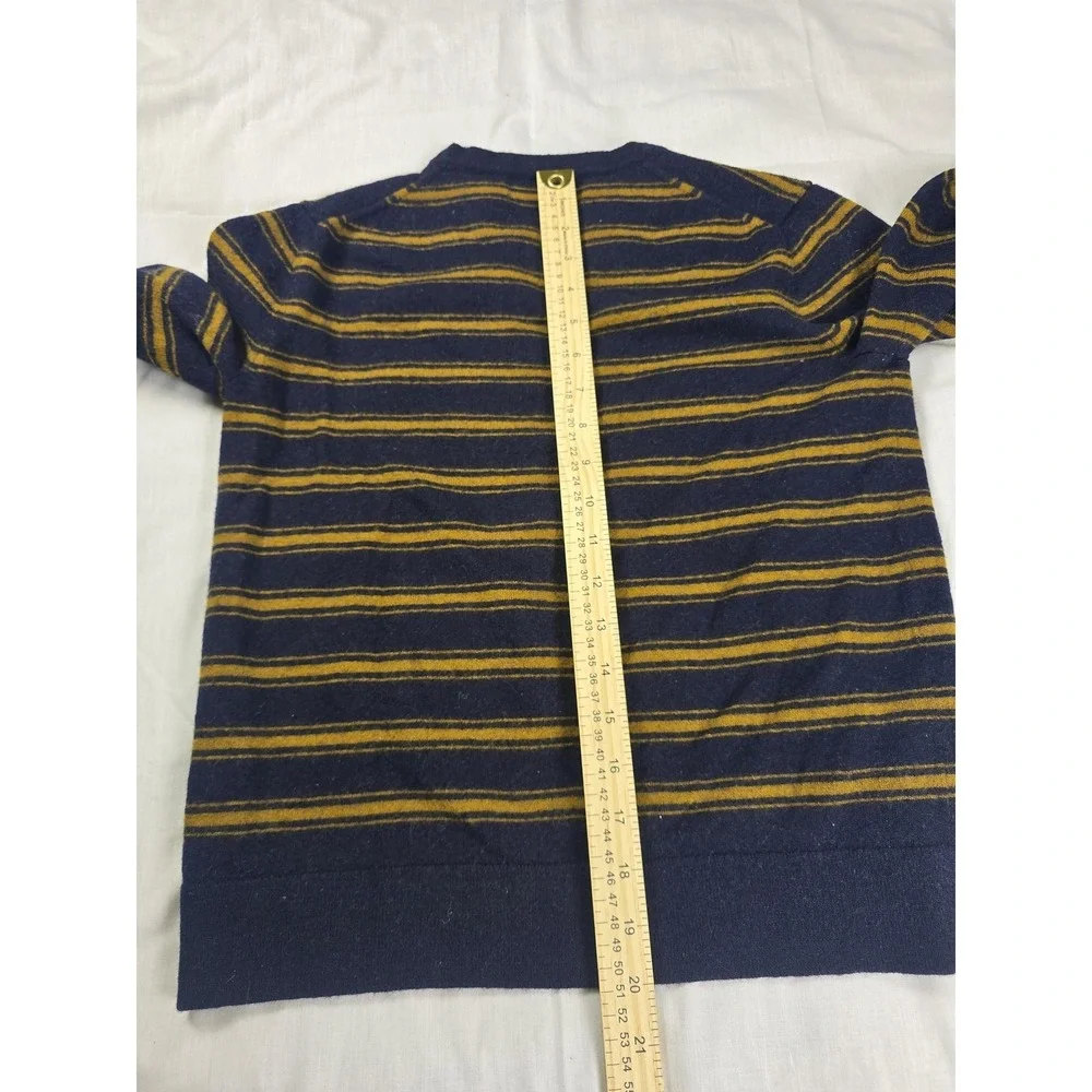 Banana Republic Sweater Mens Medium Blue Stripe Italian Merino Wool‎ Crewneck